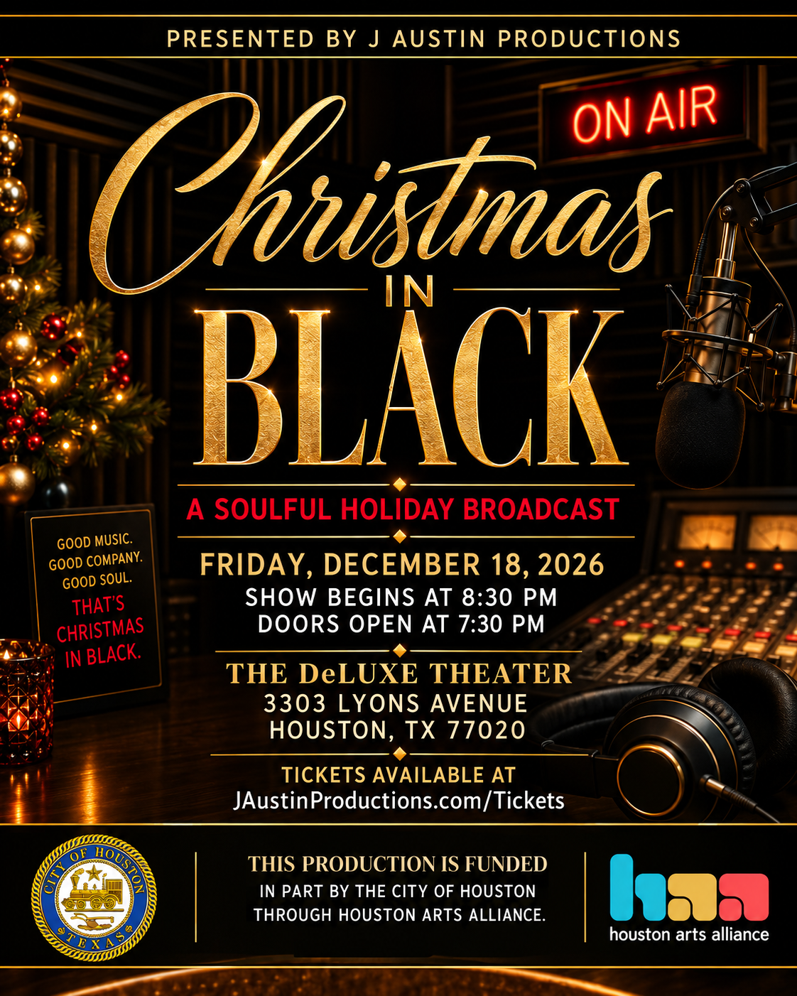 Christmas in Black — December 18, 2026 at The DeLUXE Theater